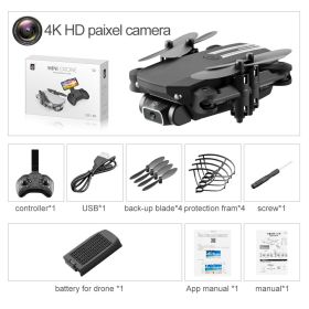 LS-MIN RC Mini Drone 4K 1080P HD Camera WiFi Fpv Air Pressure Altitude Hold One Key Take Off Helicopter Foldable Quadcopter Toy (Color: 4K Black Box)