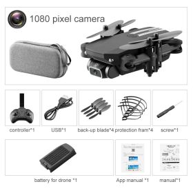 LS-MIN RC Mini Drone 4K 1080P HD Camera WiFi Fpv Air Pressure Altitude Hold One Key Take Off Helicopter Foldable Quadcopter Toy (Color: 1080P Black Bag)