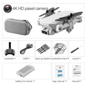 LS-MIN RC Mini Drone 4K 1080P HD Camera WiFi Fpv Air Pressure Altitude Hold One Key Take Off Helicopter Foldable Quadcopter Toy (Color: 4K Gray Bag)