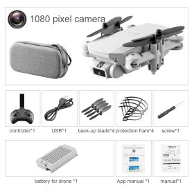 LS-MIN RC Mini Drone 4K 1080P HD Camera WiFi Fpv Air Pressure Altitude Hold One Key Take Off Helicopter Foldable Quadcopter Toy (Color: 1080P Gray Bag)